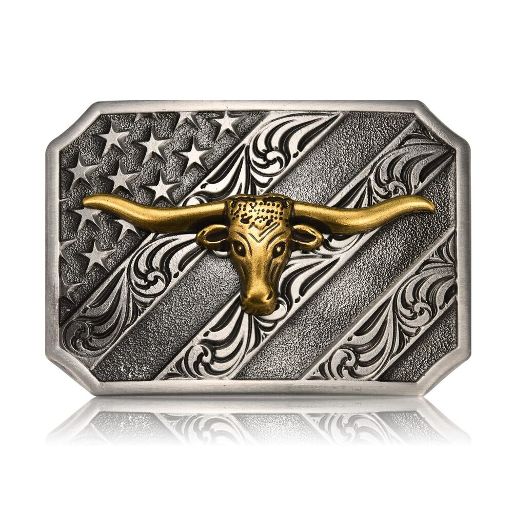 9678 Western Cowboy Belt Buckle Longhorn Bull Texas Rodeo Belt Buckle